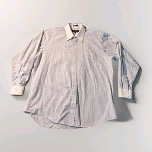 Maine Bay Stripped Quality Long Sleeve Dress Shirt Size 17 34 Sleeve